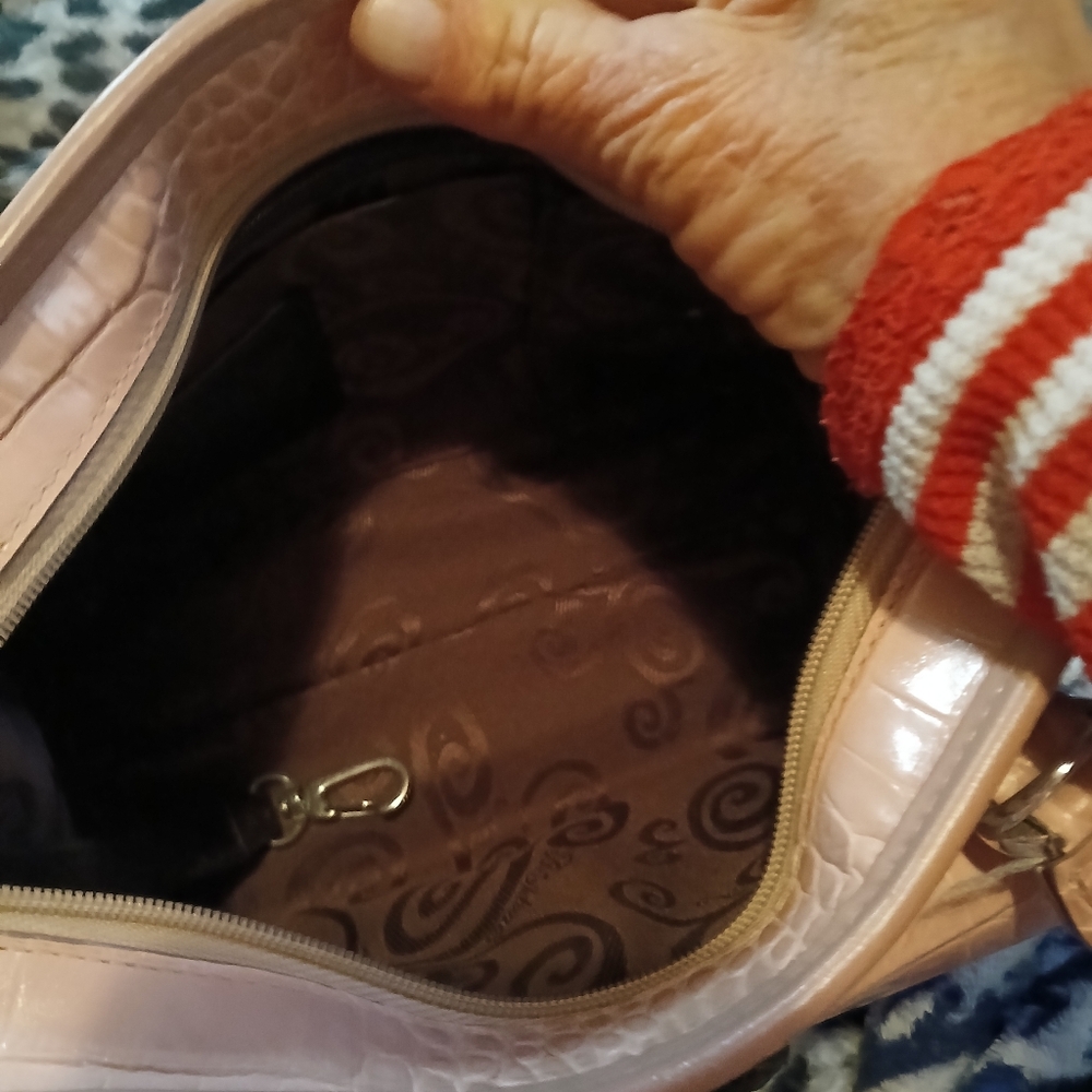 Stylish Pink and Brown Women's Handbag - Picture 6 of 7